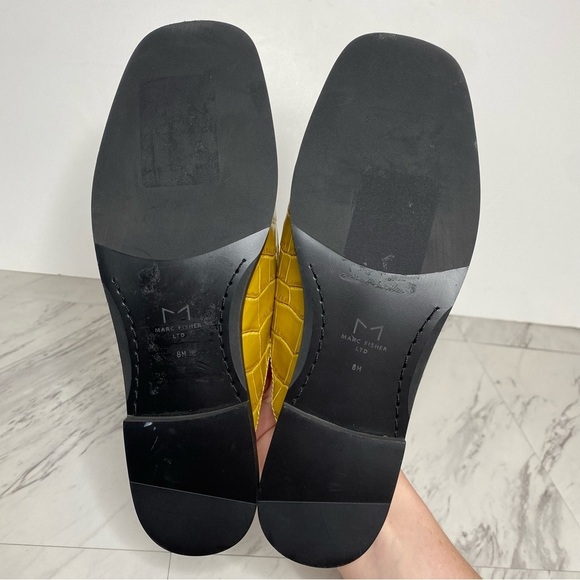 Marc Fisher Flyta Crocodile Embossed Leather Square Toe Mule 8M - Picture 12 of 13